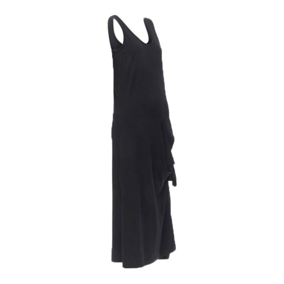 COMME DES GARCONS 1980s Vintage draped cut out detail scoop neck midi dress - Picture 3 of 7